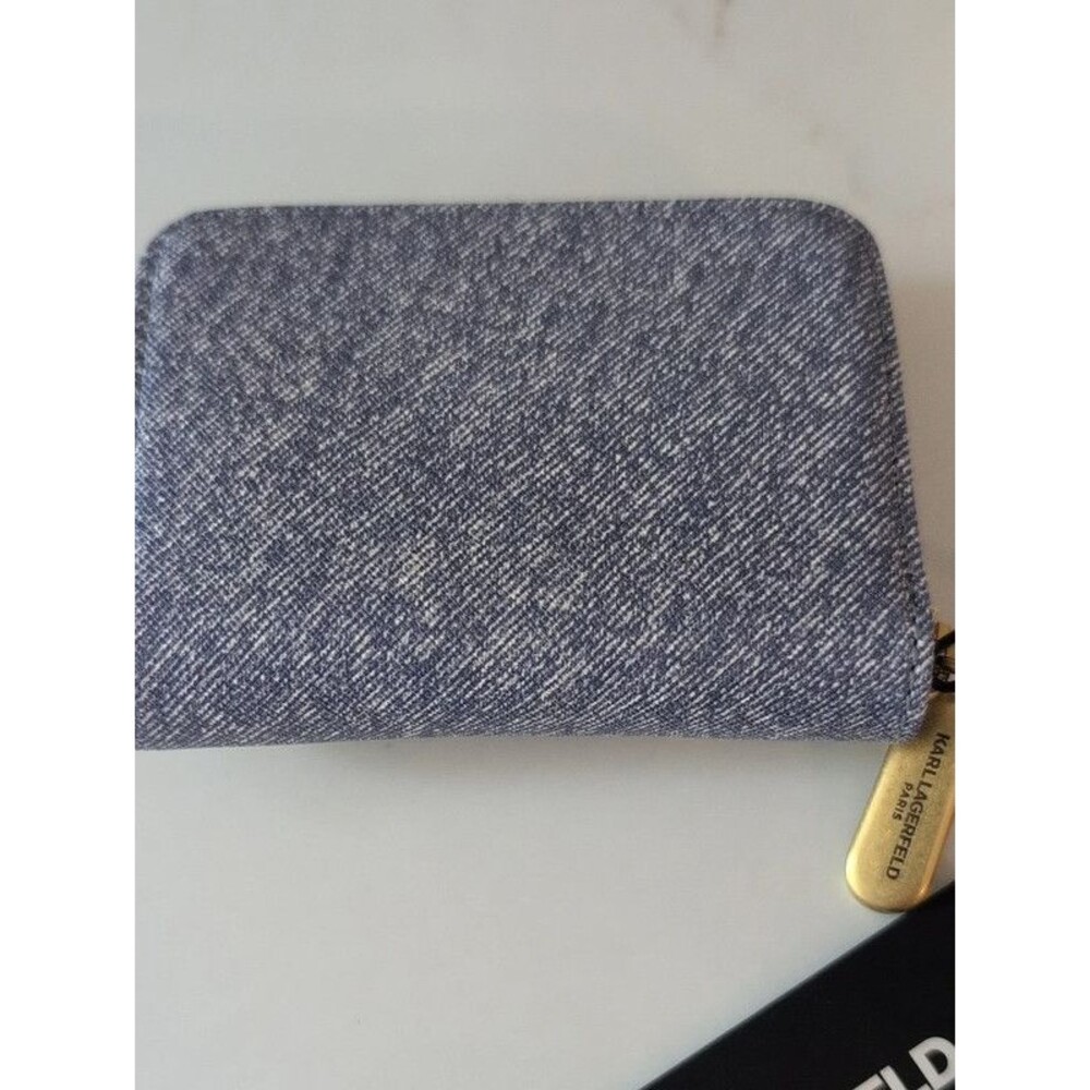 Karl Lagerfeld Denim Blue Studded Compact Wallet NWT $118 - Picture 3 of 7